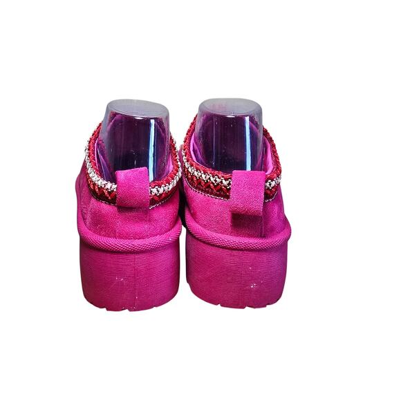 Sheln Hot Pink Platform Clogs Pink Faux Fur Lining Embroidery, EU 38, US 7.5 - Picture 5 of 7